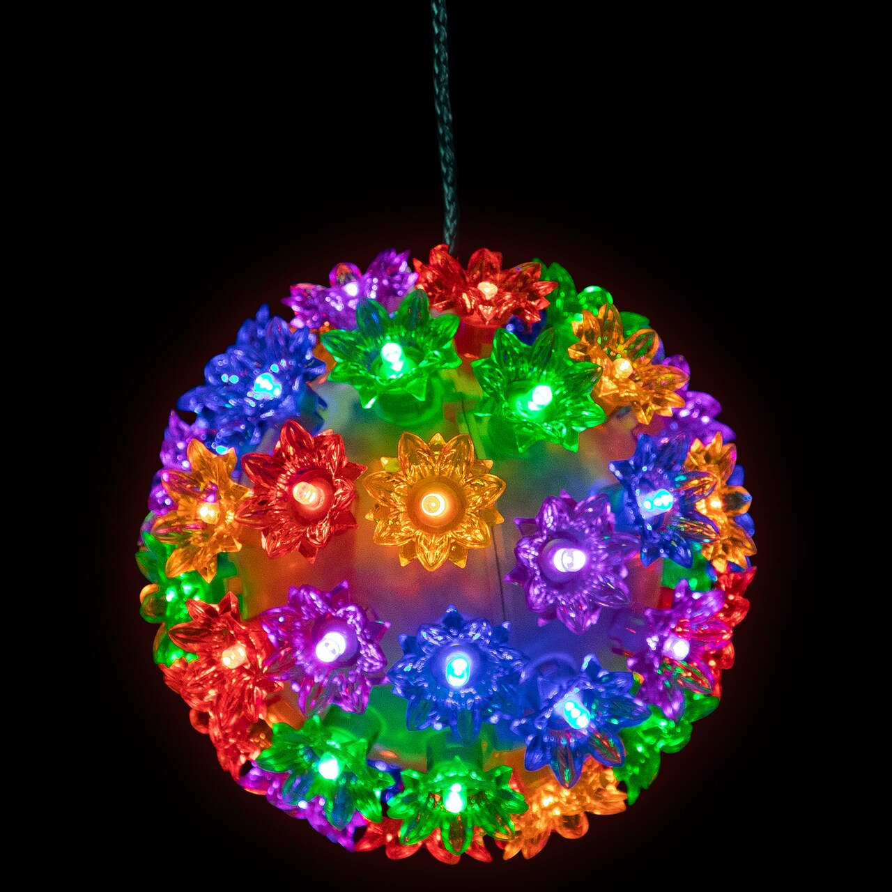 Northlight LED Lighted Floral Starlight Hanging Sphere Outdoor Christmas Decoration - 6" - Multicolor